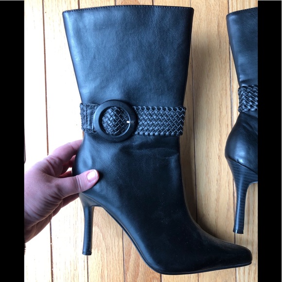Sexy black boots size 7.5/8 EU size 38 stiletto Marie Claire zipper maybe broken - Picture 4 of 15